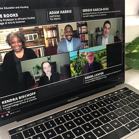 		Five people on a screen
	