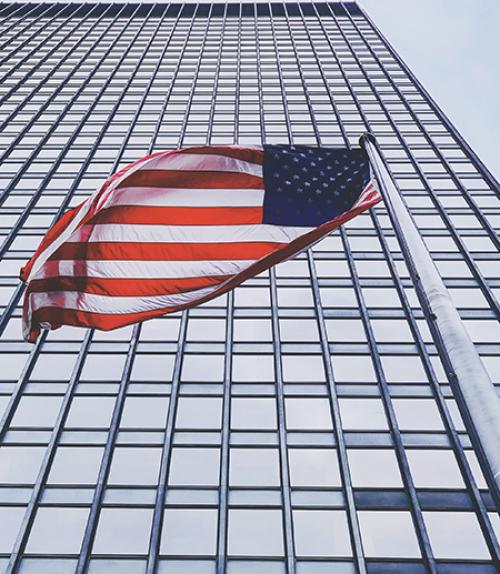 		U.S. flag outside building
	