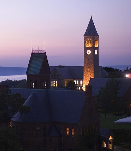 		 Clock tower at sunset
	