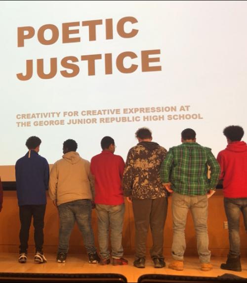 		 poetry group with local students
	