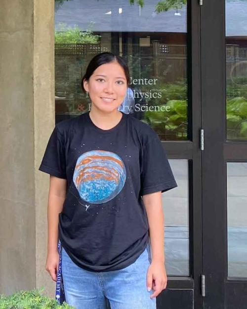 		woman outside Space Sciences building
	