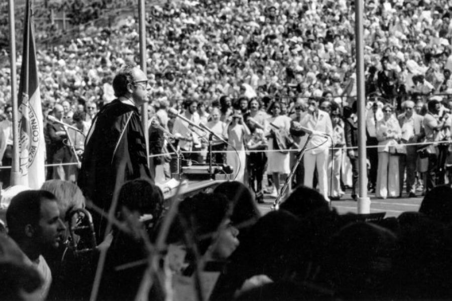 man at podium