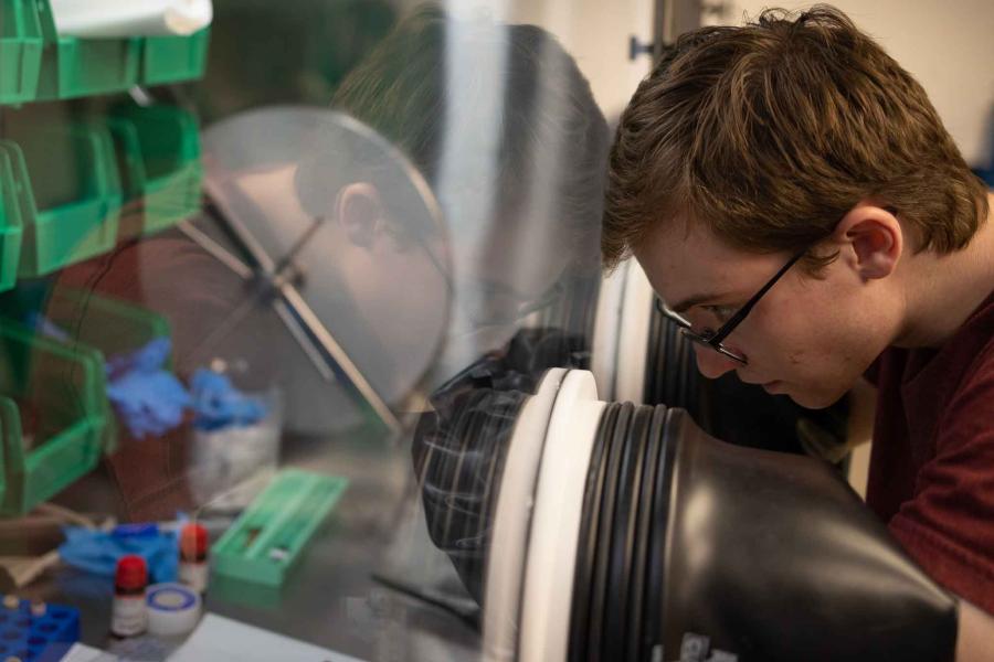 man with lab equipment