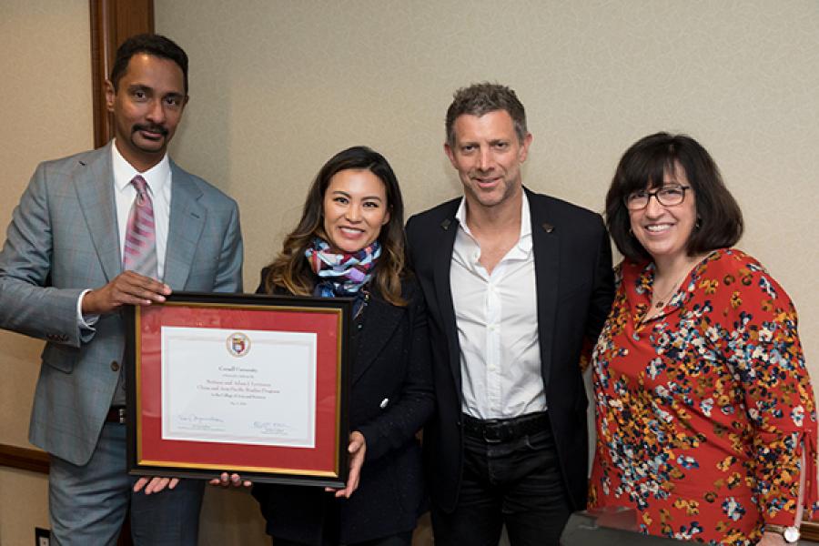 The Levinsons with President Martha Pollack and Dean Ray Jayawardhana