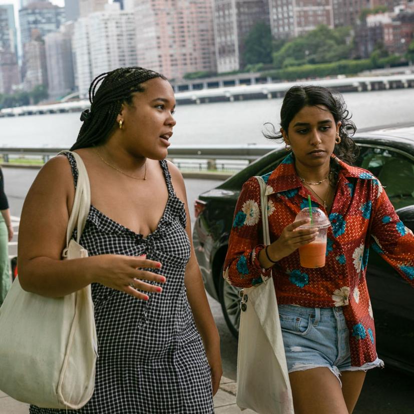 two women walking in new York City