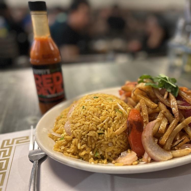 A plate of Peruvian fried rice