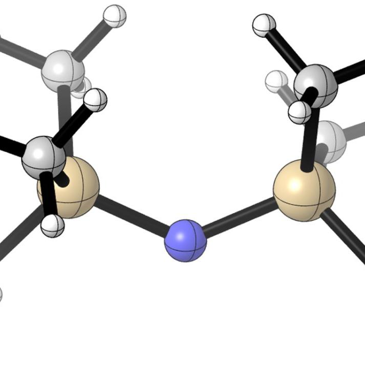 Illustration of a molecule featuring spheres attached by black rods