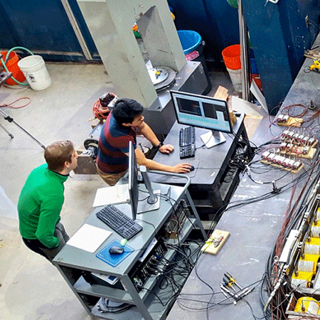 Two researchers working at computers