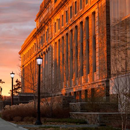 Baker hall at sunset