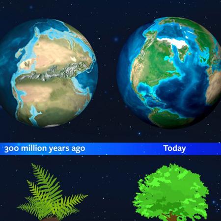 Graphic showing how the planet had a different light signature due to the dominance of moss. 