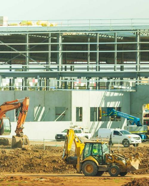 Construction equipment on a work site