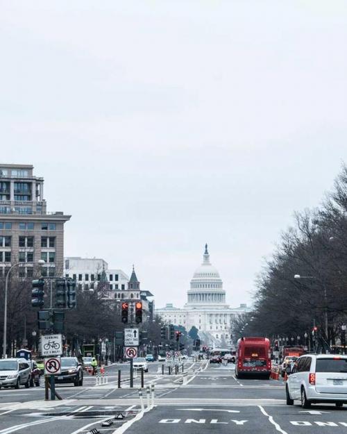 City avenue leading toward US Capital building