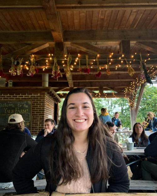 girl at outside restaurant