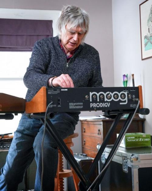 Trevor Pinch playing his Moog synthesizer 