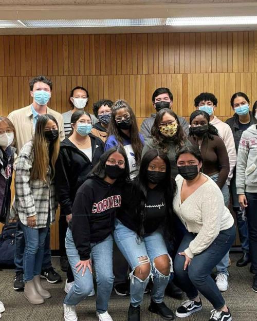 group of students in masks