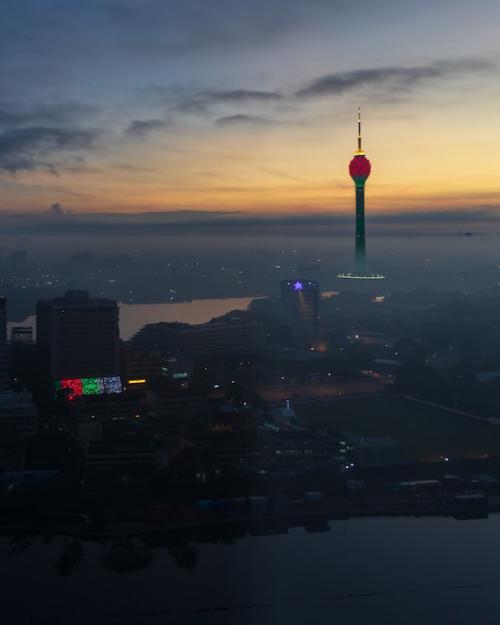 View of a city at dawn