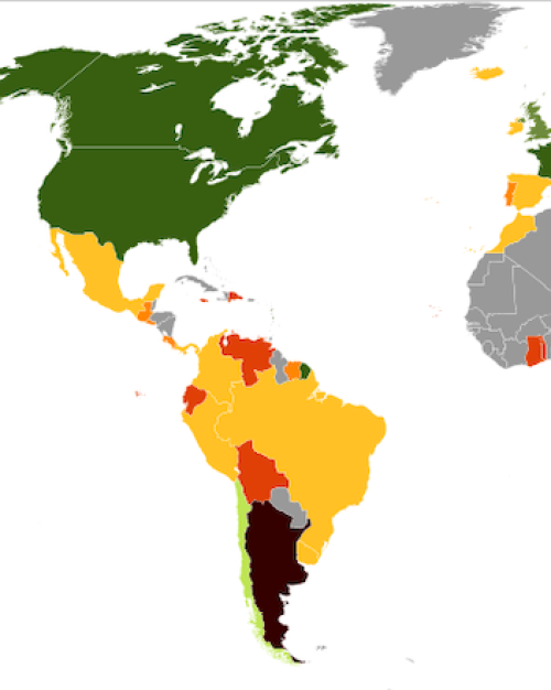 World map, color coded