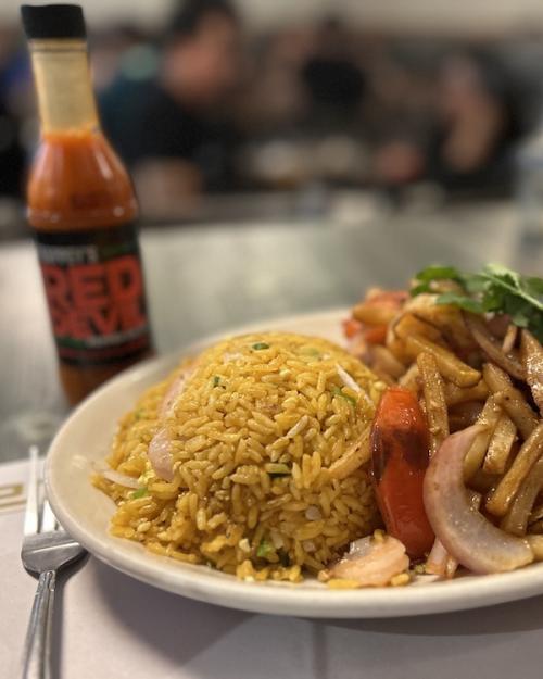 A plate of Peruvian fried rice