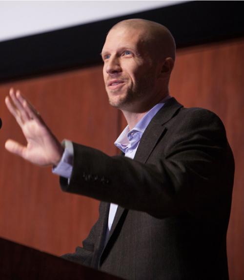  Peter Enns speaks at a podium