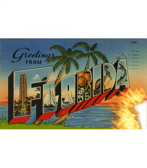  postcard of florida burning