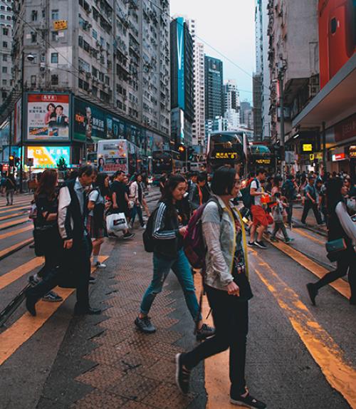  People crossing a road