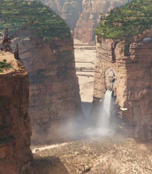  Water falls from a cliff