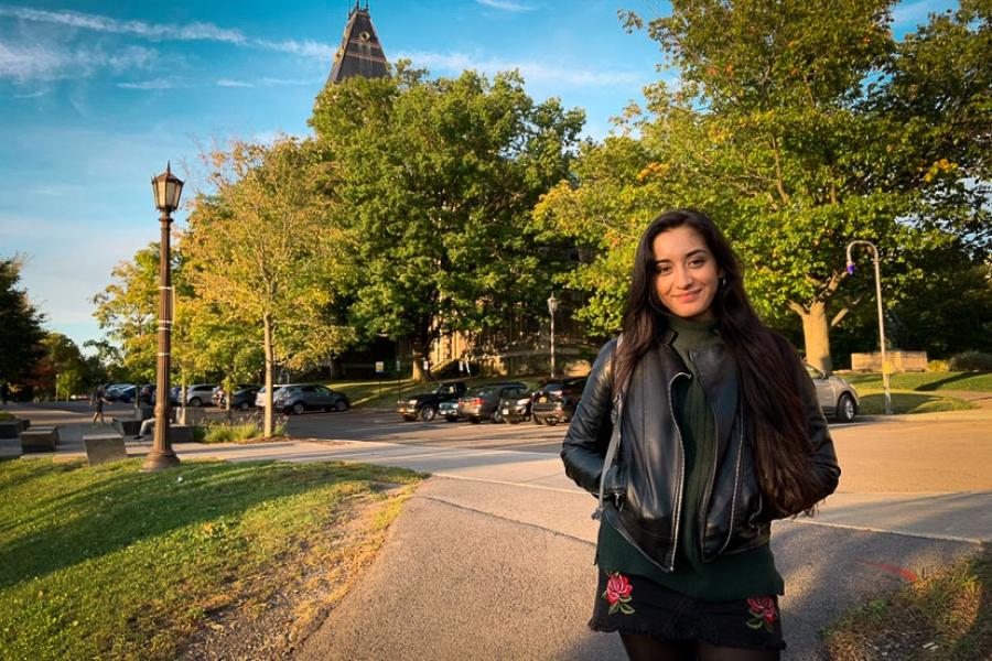 girl on Cornell's campus